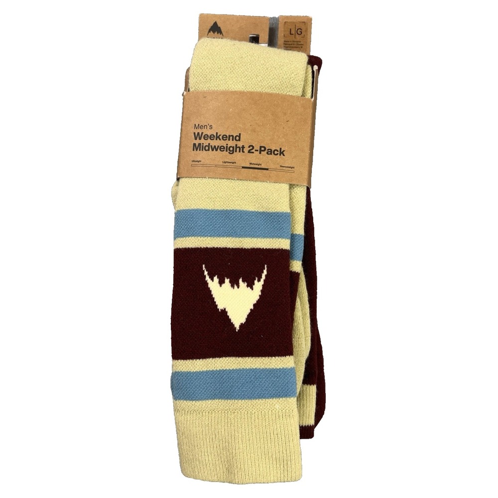 Burton Men's Weekend Ski snow Socks 2 Pack Mushroom Green Maroon Large Snowboard